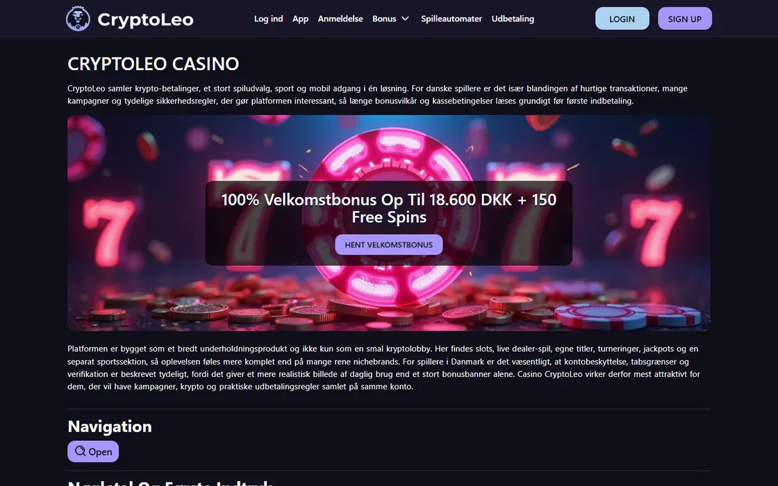 CryptoLeo home page