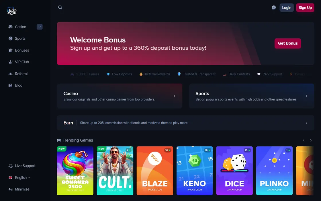 JacksClub home page