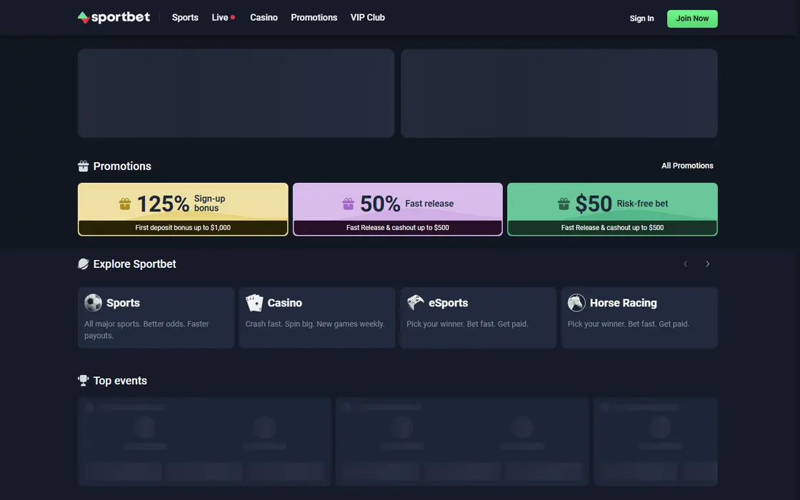 Sportbet.one home page