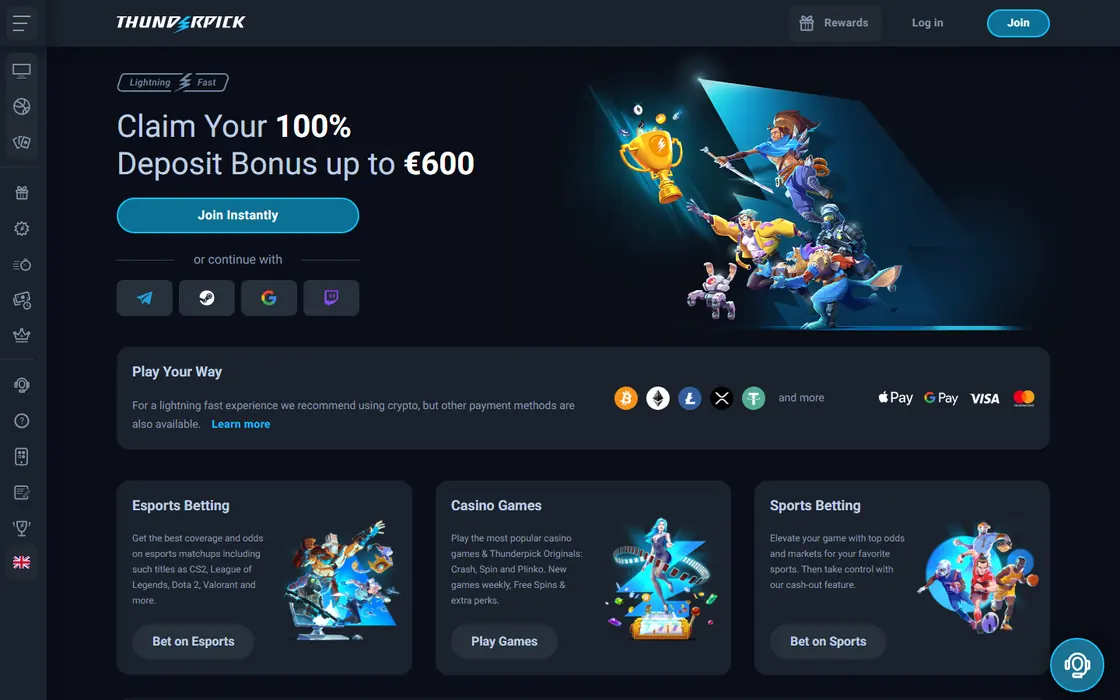 Thunderpick home page