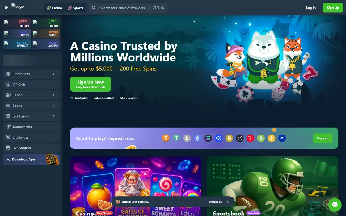 Wild.io home page